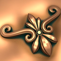 3D sculpting brush creating a flower and swirl pattern for ornamental design in Blender models.
