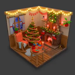 Cartoon Xmas Living Room