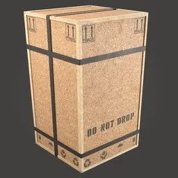 "Chipboard cargo box 3D model - perfect for game assets or render props. Highly-detailed texture and low-poly design. Ideal for industrial container scenes. Made with Blender 3D software."
