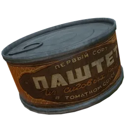 3D-rendered Soviet-era tin can model with realistic textures and detailing, ideal for historical Blender 3D projects.