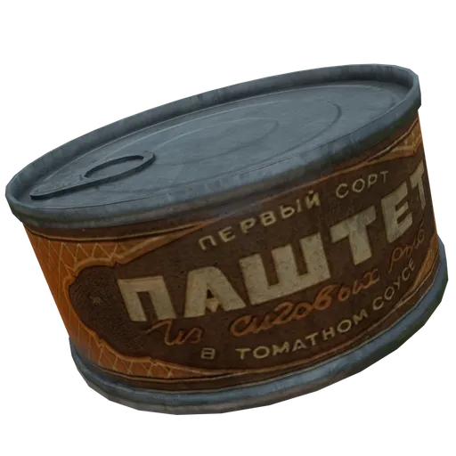 3D-rendered Soviet-era tin can model with realistic textures and detailing, ideal for historical Blender 3D projects.
