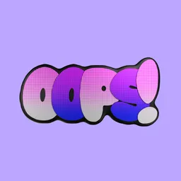 Colorful 3D bubble text with outlines rendered in Blender, customizable animation with ease in/out.