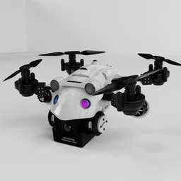 Detailed 3D model of a futuristic spy drone with propellers and sensors, designed for Blender rendering.