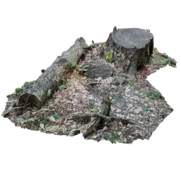 3D Scanned tree stump and fallen log