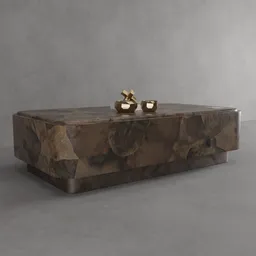 Detailed 3D model of a modern polished wood coffee table, compatible with Blender.