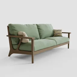 "Japanese Style Sofa 3D model for Blender 3D with changable color and two procedural color pattern pillows. Made by Jesper Myrfors in 2019 using oak and rey tracing techniques. Perfect for interior design and visualization projects."