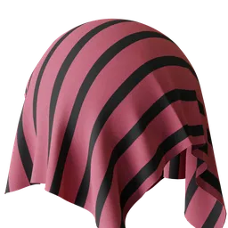 High-quality red and black striped PBR fabric texture for 3D modeling in Blender.