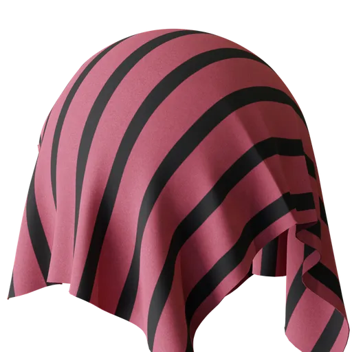 High-quality red and black striped PBR fabric texture for 3D modeling in Blender.