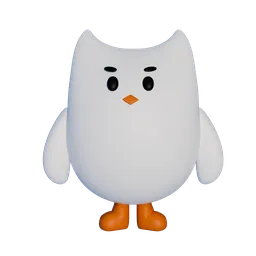 Digitally crafted 3D avian figure with a simplistic and stylized appearance, compatible with Blender software.