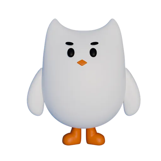Digitally crafted 3D avian figure with a simplistic and stylized appearance, compatible with Blender software.