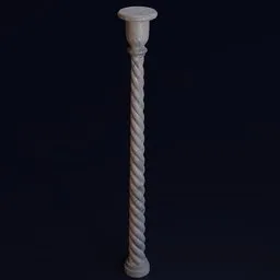 Detailed spiral column 3D model with textures, suitable for animations and architectural designs.