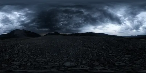 Ominous clouds and rocky terrain in a high-resolution HDR image for scene lighting.