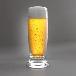 Realistic 3D-rendered beer glass with foam, ideal for Blender 3D artists and drink visualizations.
