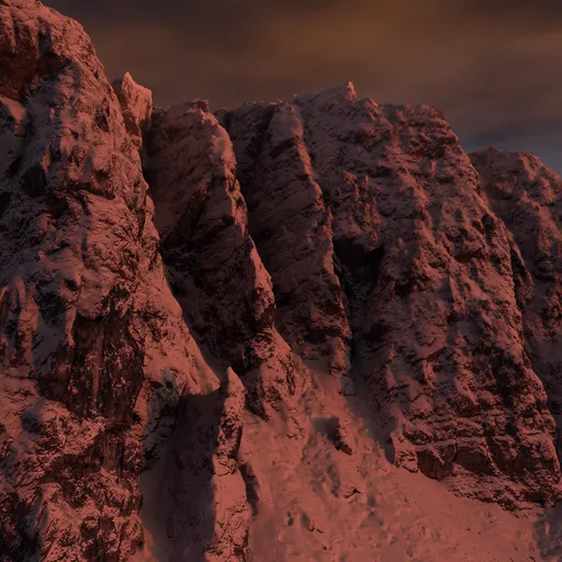 High-detail photoscan 3D model of wintry, snow-dusted rocky terrain for Blender rendering.