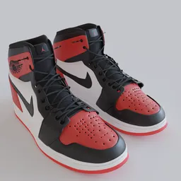 Highly detailed Air Jordan 1 Blender 3D model with clean UV layout for easy texturing, perfect for design visualization.