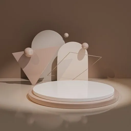 Modern 3D studio render scene with customizable lighting and layout for product visualization in Blender.