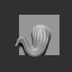 3D sculpting brush for stylized long curved female hair, suitable for character modeling in Blender 3D.