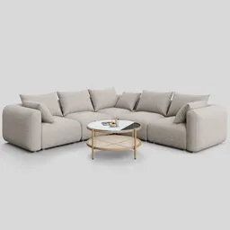 Modern Elegant Sofa Hangover Corner Cream