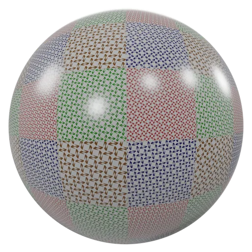 High-resolution PBR 4K multicolored sharp tile texture for 3D Blender material use.