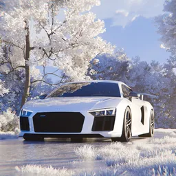 Supercar in Winter Forest