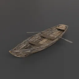 Small rustic wooden rowboat