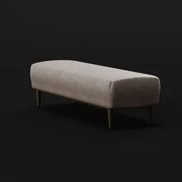 Realistic Blender 3D model of a taupe leather pouffe with wooden legs, optimized for photorealistic rendering and architectural visualization.