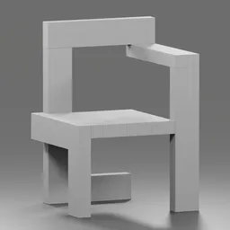 "3D model of Spectrum Steltman, a regular chair inspired by Ernő Rubik and created by Gerrit Rietveld. This Blender 3D model features a white chair with an underneath drawer and articulated joints, stylized in a light grey mist. Perfect for product viewing and neoclassical square settings."