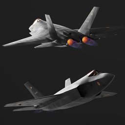 Detailed Fighter Jet 3D model with control surfaces, optimized for Blender rendering.