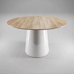 Cone dining table white base wood top
