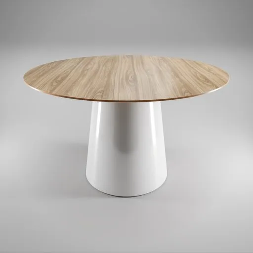 Cone dining table white base wood top