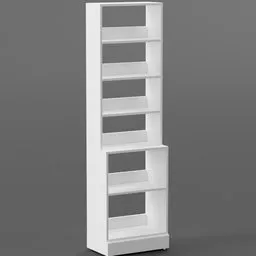 Detailed white 3D model of tall shelving unit based on Latvian IKEA design, optimized for Blender.