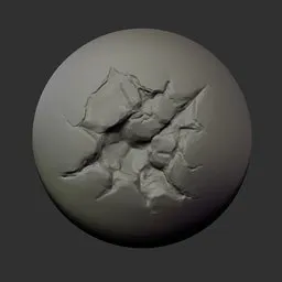 3D sculpting brush imprint for creating realistic concrete damage and destruction effects on models.