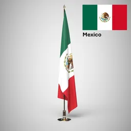 Mexico Ceremonial flag on stand