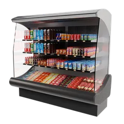 "Shopping retail 3D model for Blender 3D: Display Refrigerator, ideal for showcasing drinks and juices with its well-rendered, slim design and sleek streamlining. Perfect for scenes featuring checkout areas, caparison, canopies, stanchions, or ventail."