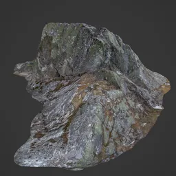 Detailed 3D model of a textured mountain rock optimized for Blender with realistic low poly design.