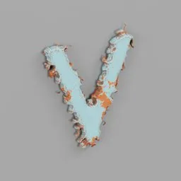 Rough metal Letter V