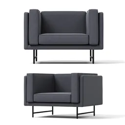 Contemporary styled two-seat sofa 3D render, compatible with Blender for architectural visualization.