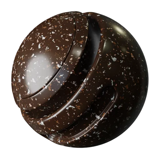 High-resolution polished brown granite PBR texture for 3D rendering in Blender and other software.