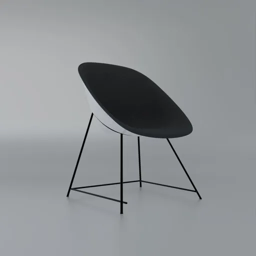High-quality 3D model of a minimalist dark gray lounge chair for Blender rendering.