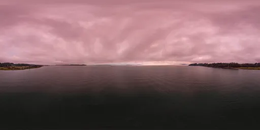 Cloudy Pink Sunrise over Ocean
