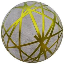 Industrial-style PBR concrete material with random gold metal stripes for 3D rendering in Blender.