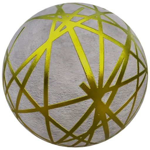 Industrial-style PBR concrete material with random gold metal stripes for 3D rendering in Blender.
