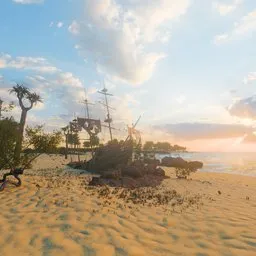 Shipwreck On Beach - Animated