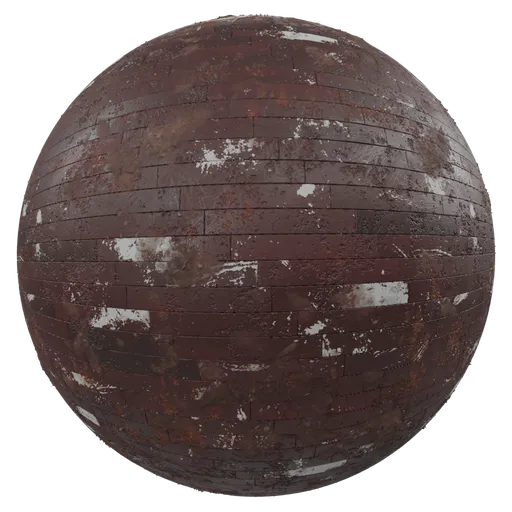Realistic PBR damaged brick wall material with 4K texture for 3D rendering in Blender.