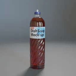 Customizable Blender 3D model of an eco-friendly dish soap bottle with editable label.