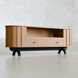 Curved Wood TV Cabinet