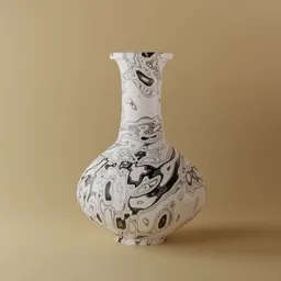 Highly detailed Blender 3D model showcasing an intricate abstract-patterned vase in a neutral tone against a plain backdrop.