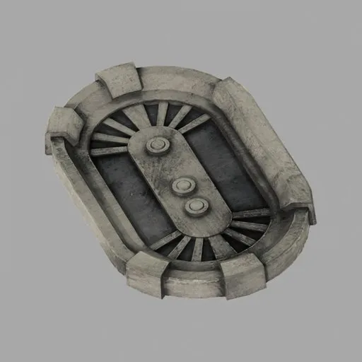 Detailed sci-fi hatch 3D model for Blender, ideal for space-themed digital artwork and futuristic design projects.