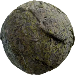 High-quality PBR Mossy Rock texture for 3D modeling, created by Rob Tuytel, suitable for Blender and other 3D applications.