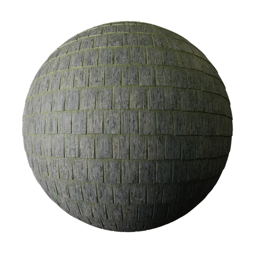 Mossy wooden shingle